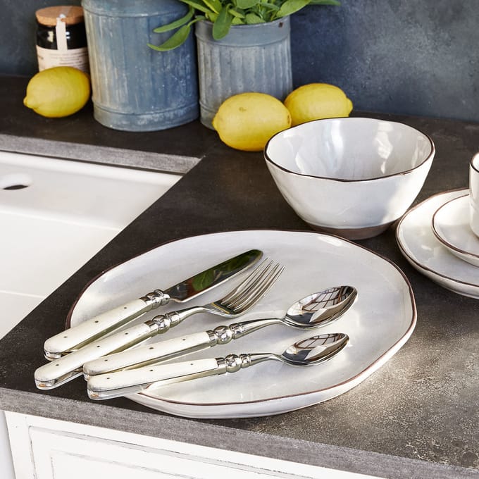 LOBERON Bord set van 6 Biarré wit