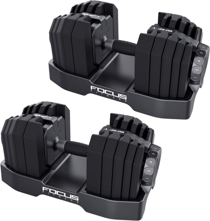 Focus Fitness Shift – Verstelbare dumbbellset – 2x24kg – Ruimtebesparend