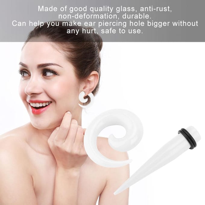 Acryl Oortapers Pluggen Slakvorm Oor Expansers Piercing Stud Sieraden Wit wit