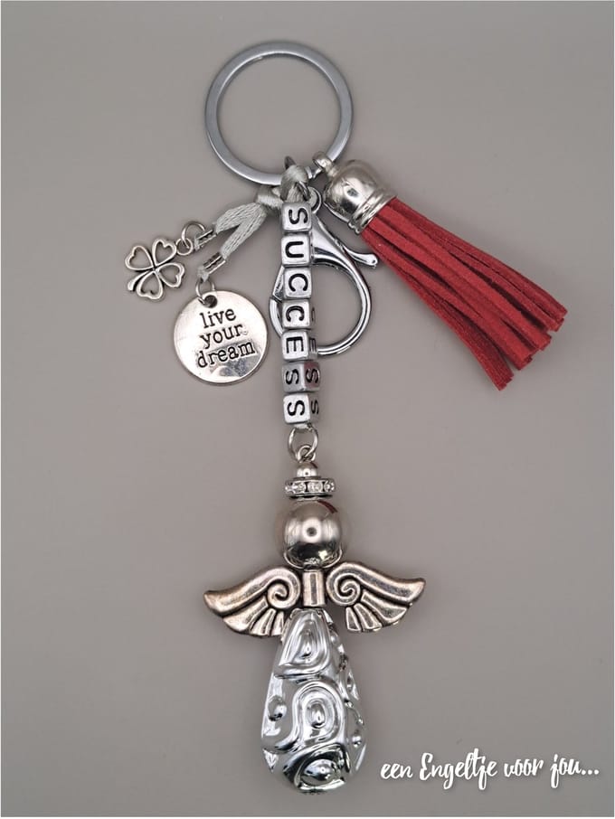 Succes sleutelhanger - Tashanger - Gelukshanger - Geluksengel SUCCES - Geluksengel sleutelhanger
