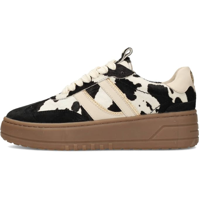 PS Poelman ANEMONE Dames Sneakers - Beige Met Dierenprint - Maat 37