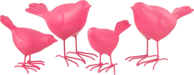 J-Line figuur Vogel - polyresin - roze - large - 2 stuks