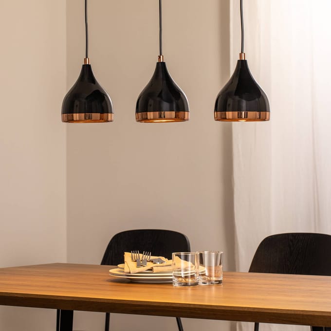 Opviq Hanglamp Yildo, lengte 65 cm, zwart/koper, metaal