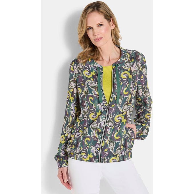 Blouson van pure viscose - groen / gedess. - Gr. 20 van Goldner Fashion