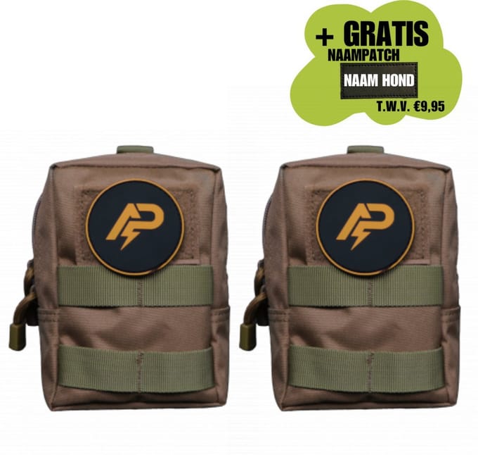 Opbergtasje voor hondentuig – Khaki – 2 Stuks – MOLLE-systeem – Universeel formaat