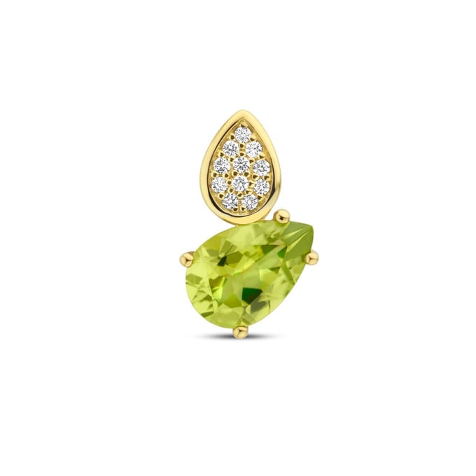 14K geelgoud hanger peridot en diamant 0.055ct h si 4027387