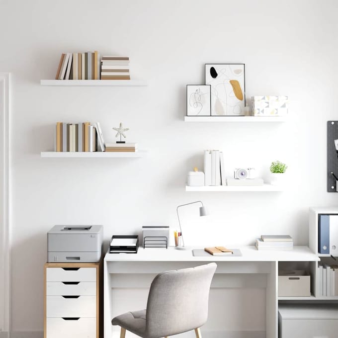 vidaXL - Wandschappen - zwevend - 4 - st - 80x23,5x3,8 - cm - MDF - wit