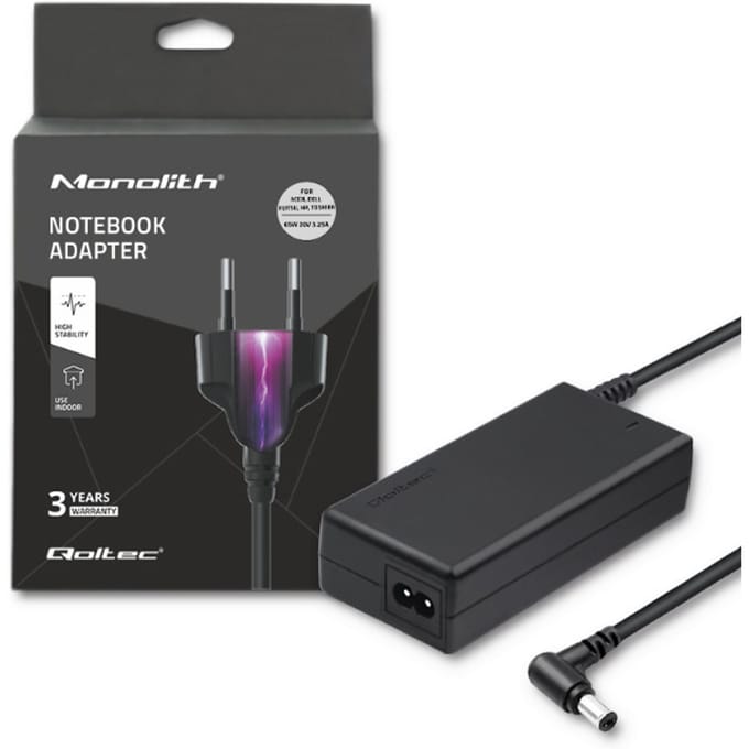 Qoltec laptopvoeding 65W |   20V |   3,25A |   5.5*2.5 |   Stroomkabel