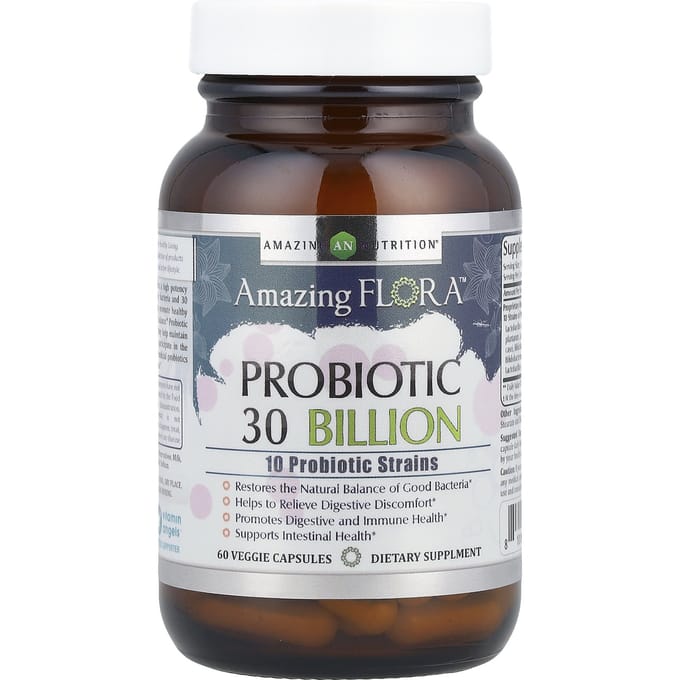 Amazing Flora™, Probiotique, 30 Milliards d'UFC, 60 Gélules Végétales