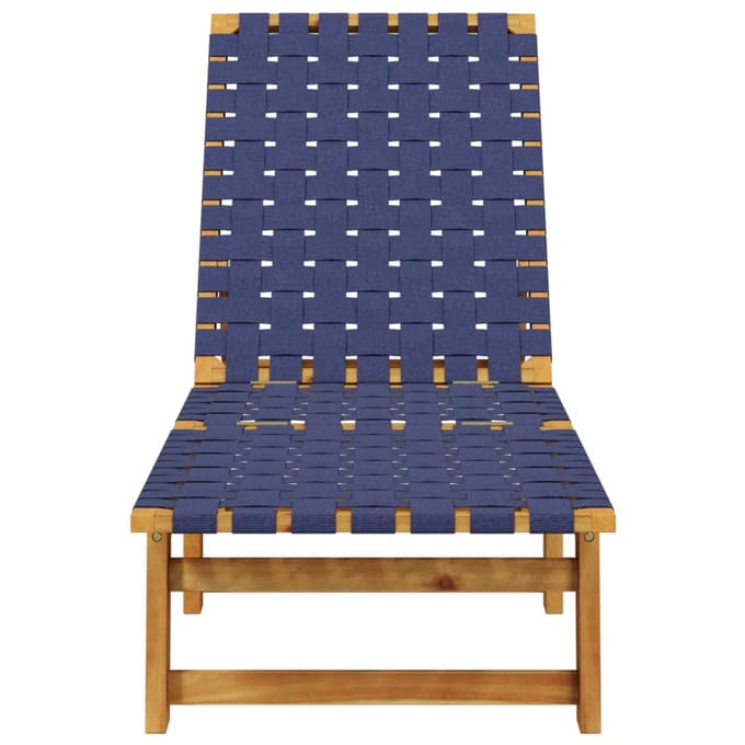 vidaXL - Ligbed - massief - acaciahout - en - stof - donkerblauw