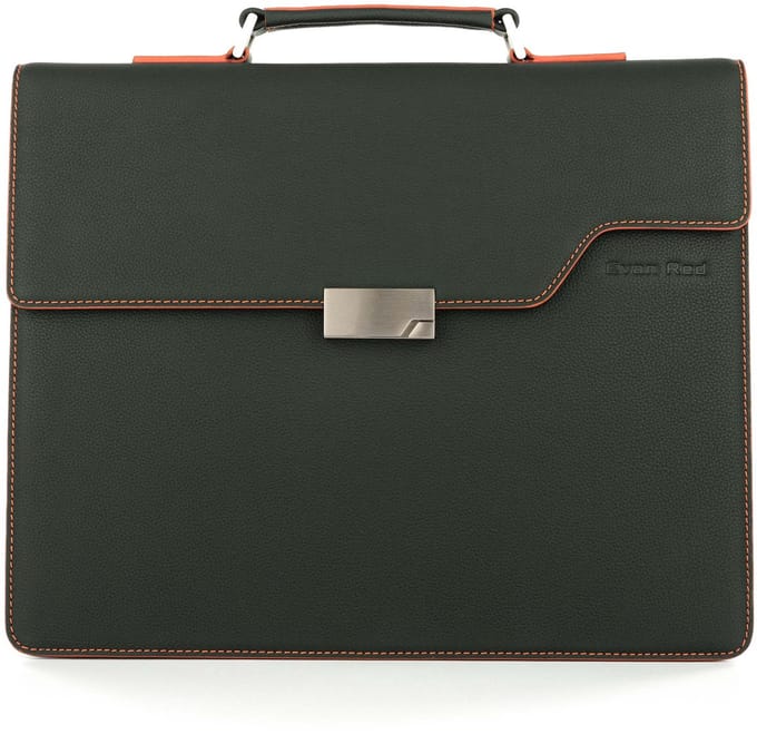 Evan Red Amsterdam Briefcase - Groen - Aktetas - Leer