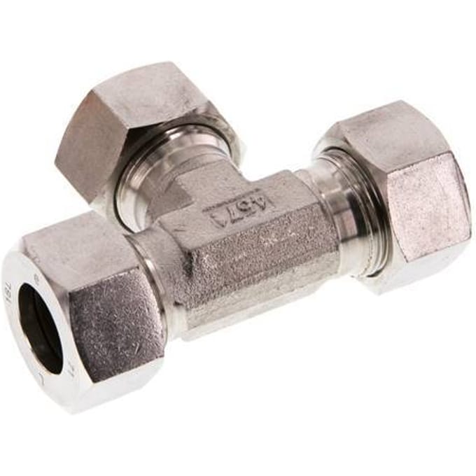 18L RVS T-stuk Snijring 315 Bar DIN 2353 - FL3T-C-ST-18-L