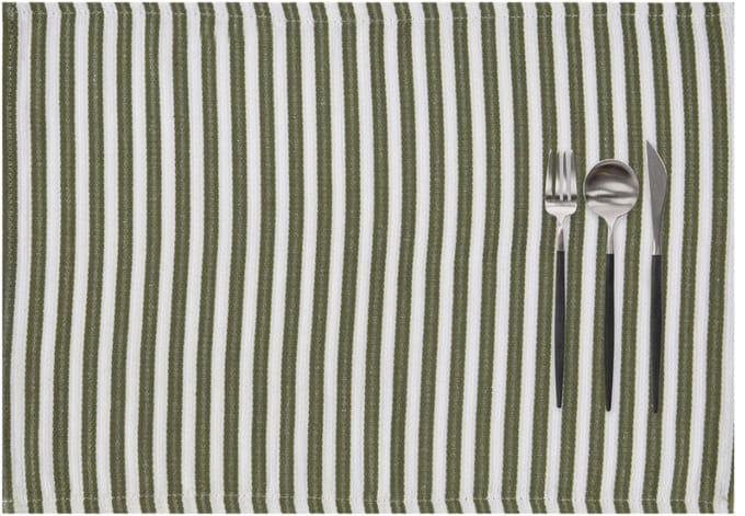 Tiseco - Placemat YINTE - SET/6 - gestreept - 33x45 cm - rechthoek - olijfgroen