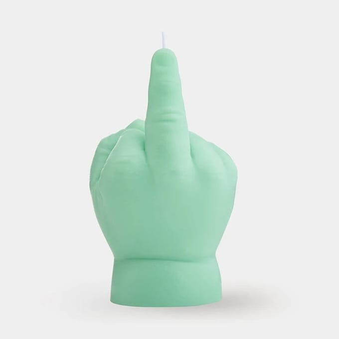 Levensechte baby-middelvinger kaars (groen)