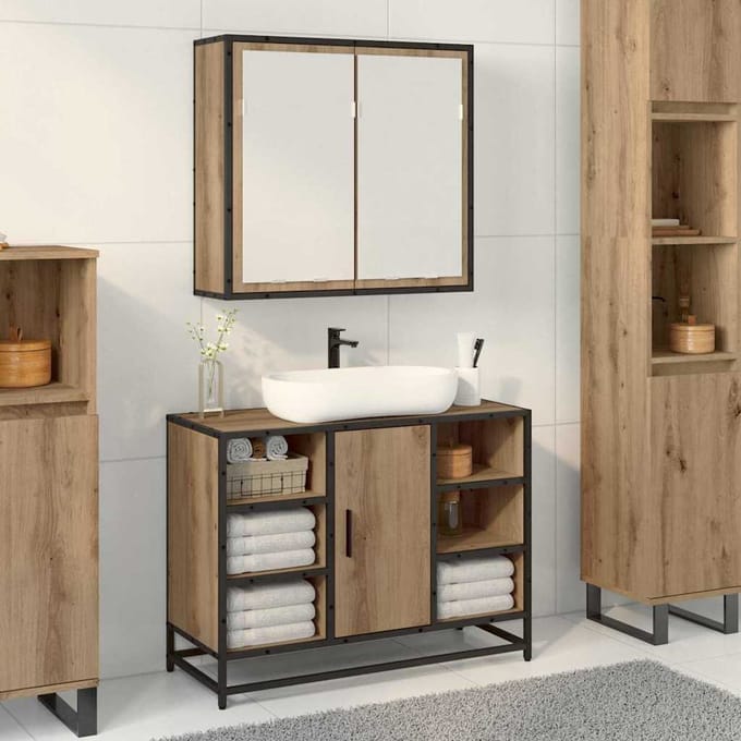 vidaXL - Wandplank - Artisan - Eiken - 65 - x - 20 - x - 60 - cm