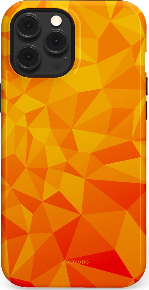 Casetastic hoesje geschikt voor Apple iPhone 12 Pro Max - MagSafe - Dubbellaagse bescherming - Citrus Polygoon - Fashion Case - Oranje Okergeel