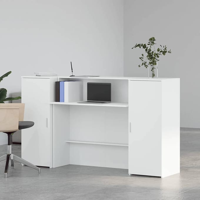 vidaXL Bureau de réception Blanc 180x50x103,5 cm Bois d'ingénierie