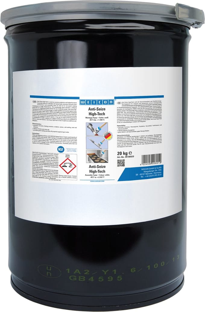 WEICON Anti-Seize High-Tech – Montagepasta 20 kg – Metallvrij – Tot +1400 °C