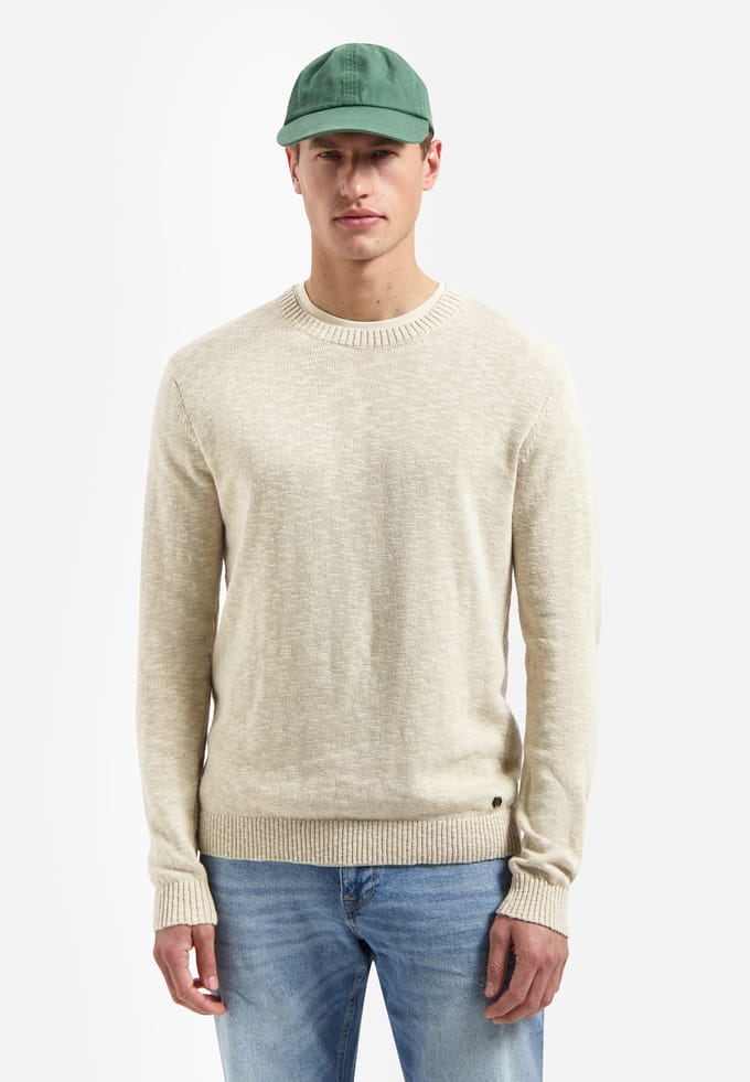 No Excess Pullover Crewneck Slub With Linen Desert  M