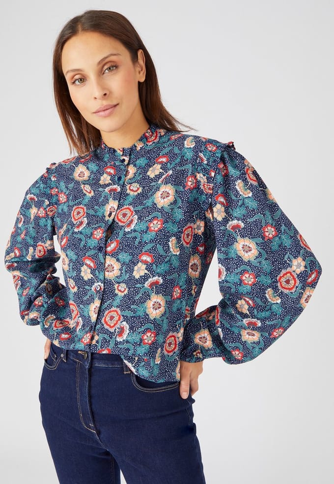 Damart - Blouse in *zuivere viscose - Dames - Blauw - 40