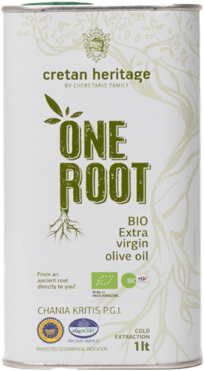 Cretan Heritage One Root BIO Olijfolie 1L Blik – Extra Vierge | Premium Cretan Olive Oil