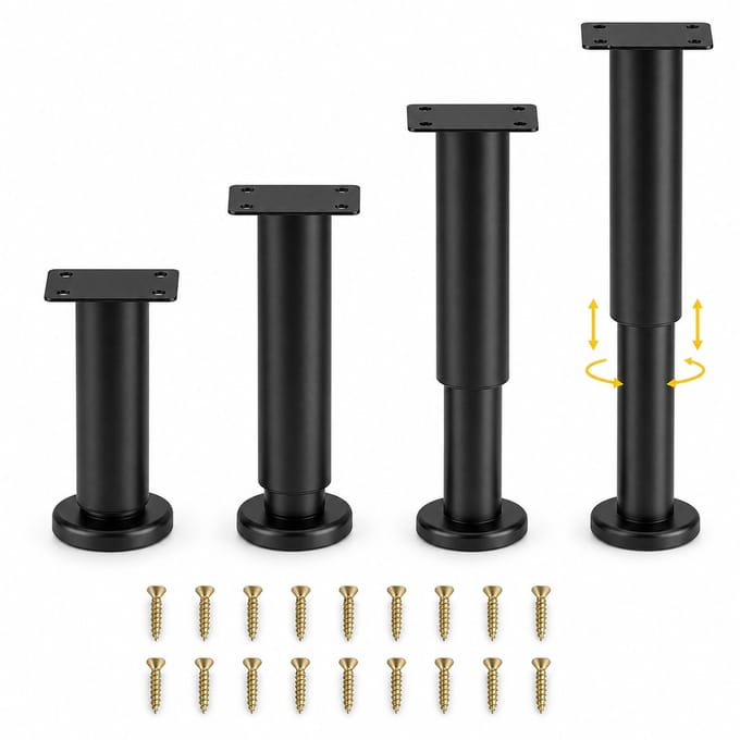 JustValue - Verstelbare meubelpoten - Set van 4 - 18-31 cm - Zwart - Bedpoten