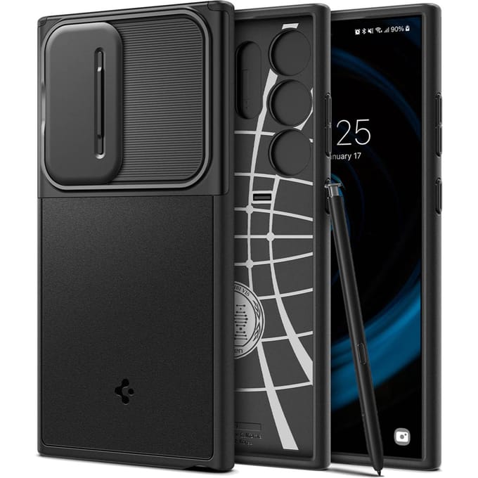 Spigen Optik Armor Camera Slider voor de Samsung Galaxy S24 Ultra - Zwart