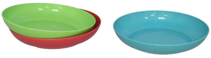 Gerimport Picknick/camping borden set - 3x stuks - multi kleuren - kunststof - herbruikbaar