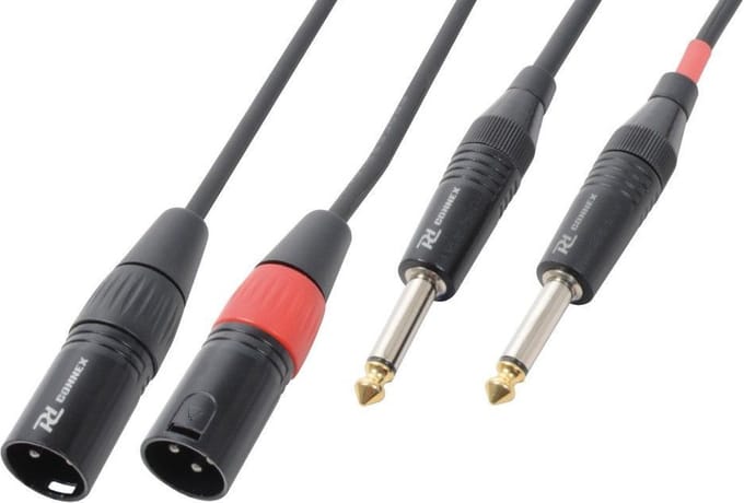Kabel 2x XLR Male - 2x 6.3mm Mono 6m