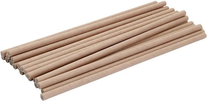 Stro van ongebleekt kraftpapier, L: 195 mm, d 6 mm, 250 stuk