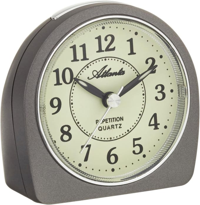 Analoog Wekker Donkergrijs met Alarm en Verlichting