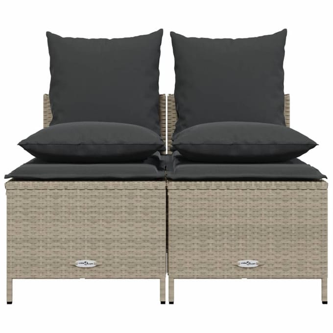 vidaXL - 4-delige - Loungeset - met - kussens - poly - rattan - lichtgrijs