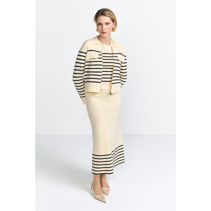 Rich & Royal Striped Knit Jacket Pearl White Taglia: M | Giacche corte Outlet | Donna | Bianco