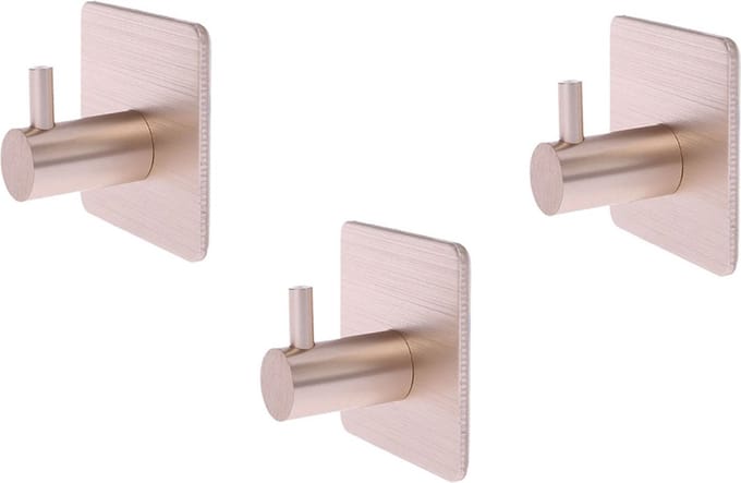DW4Trading® Zelfklevende handdoekhaken aluminium goud set van 3