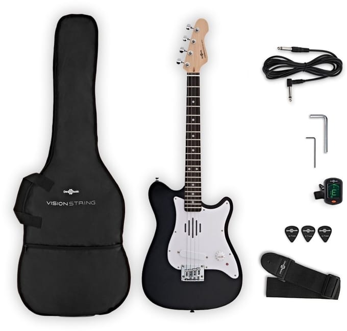 VISIONSTRING Mini Electric Guitar with In-Built Speaker, Black