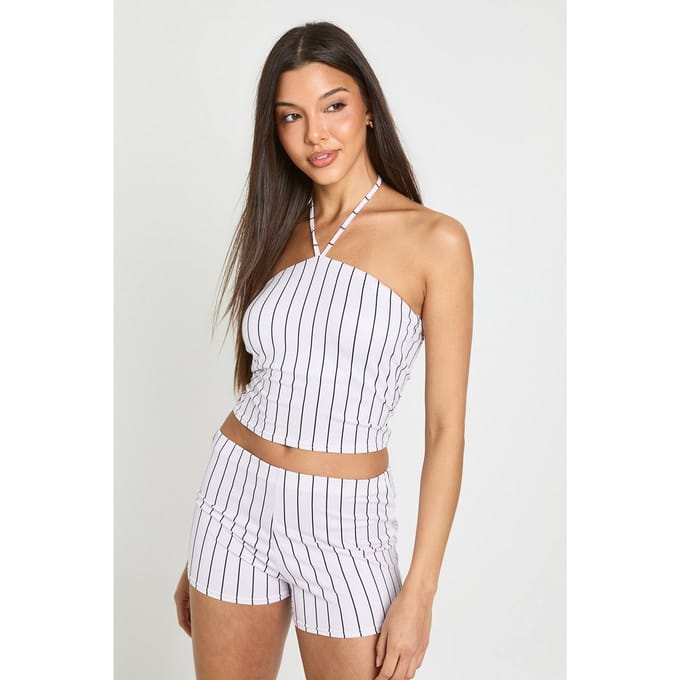 boohoo Dames Gestreepte Hot Pant | Lila | Maat: 34