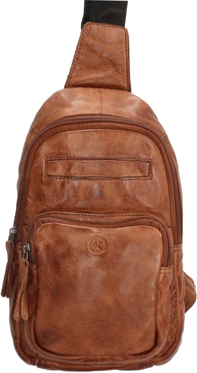 Hide & Stitches Paint Rock Schoudertas - 100% Leer - Cognac