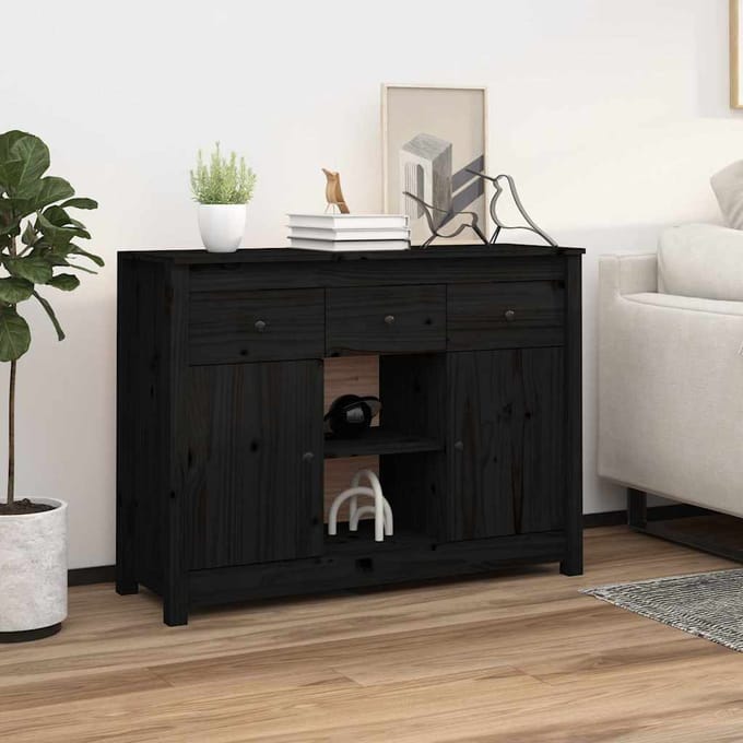 vidaXL - Dressoir - 100x35x74,5 - cm - massief - grenenhout - zwart
