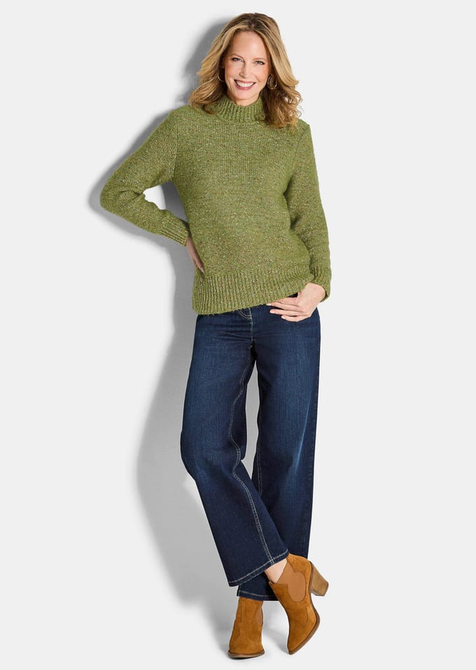 Tricot pullover in bouclé-look - groen / gemêl. - Gr. 19 van Goldner Fashion