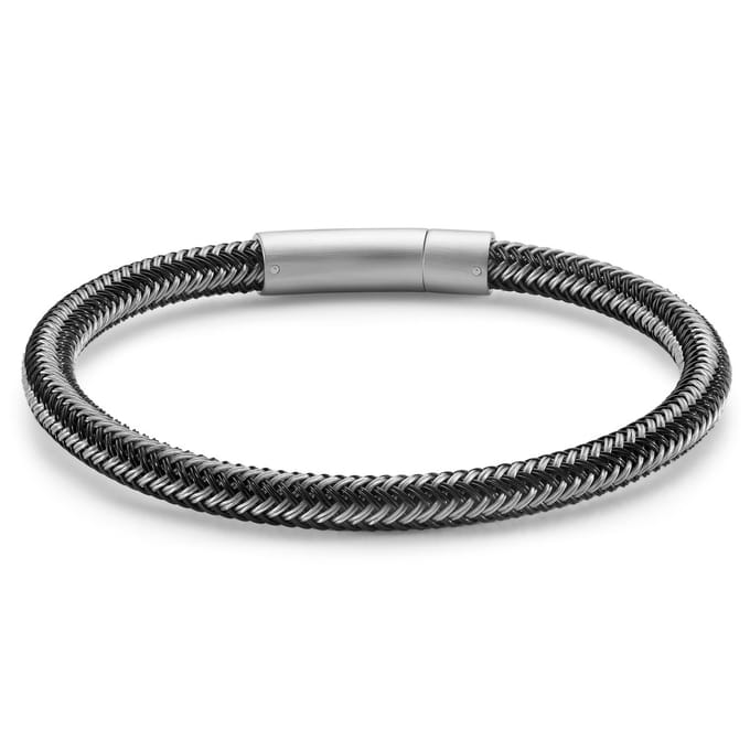 Zwarte & Zilverkleurige Kabelarmband