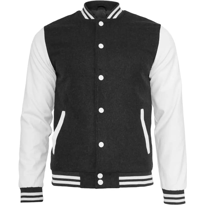 Urban Classics - Oldschool College jacket - S - Zwart/Wit