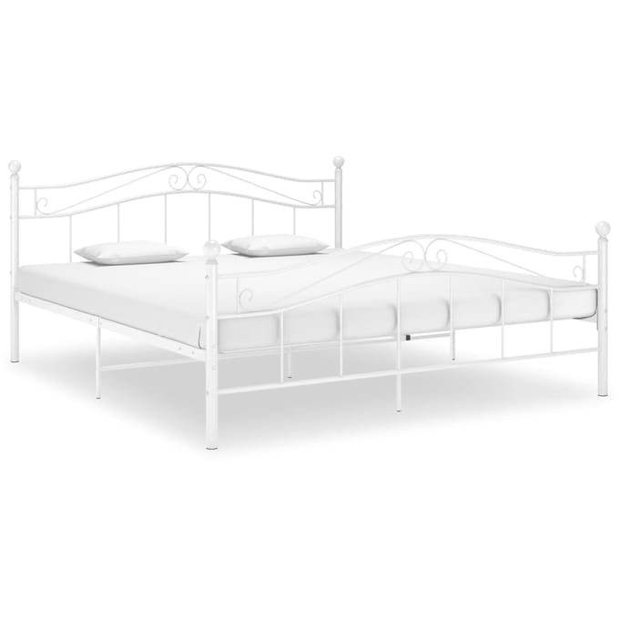 vidaXL - Bedframe - metaal - wit - 160x200 - cm