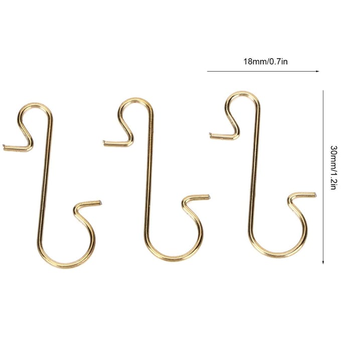 100pcs Crochets Métalliques Polyvalents en Forme de S Support d'Arbre de Noël Décoration Accessoire or