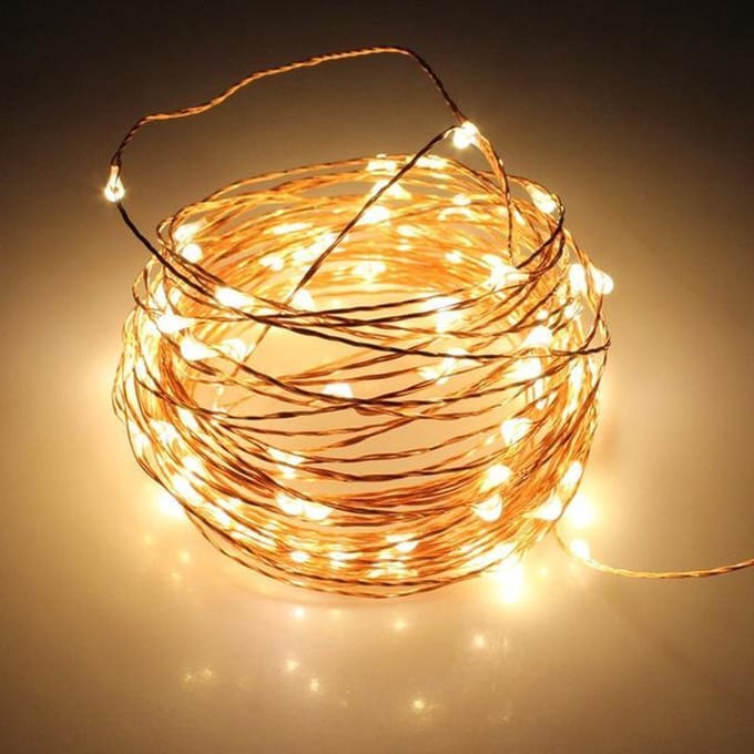 100 LED lichtsnoer koperdraad warm wit