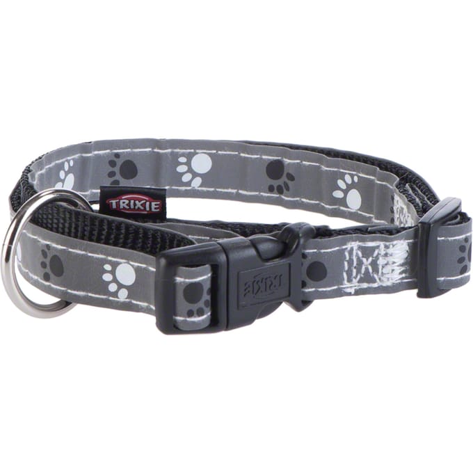Trixie Zilver Reflect Halsband S-M: 30-45 cm/15 mm black/silver Grijs