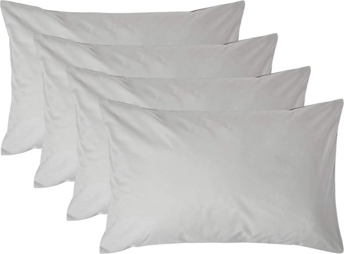 Homescapes Kussensloop 50x75 cm Set van 4 – Zilvergrijs – 100% Egyptisch Perkal Katoen – 200 TC