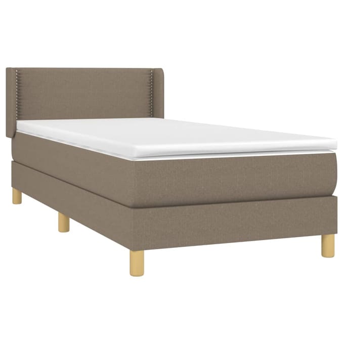 vidaXL - Boxspring - met - matras - stof - taupe - 90x190 - cm