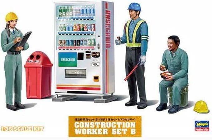 Hasegawa Modelbouwpakket Militaire voertuigen - 66006 Construction Worker Set B Plastic - 1:35 - Modelbouw
