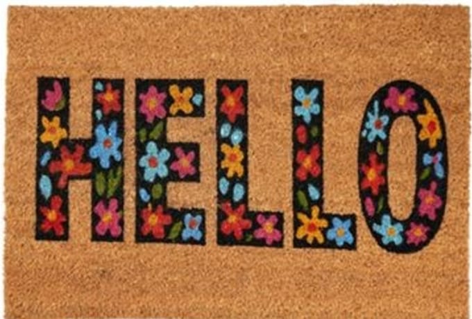 Home & Styling Deurmat Hello Kokos - 59x39cm - Bruin