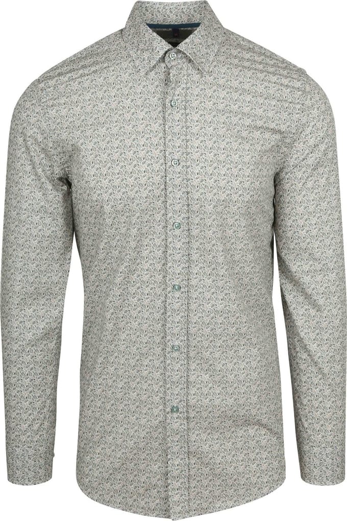 Suitable Overhemd Paisley Groen - Maat M - Heren - Casual Shirt